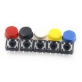 5PCS Tactile Push Button Switch Momentary 12*12*7.3MM Micro switch button + 5PCS Tact Cap(5 colors) for Arduino Switch. 