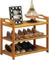 Wooden Shoe Rack Simple 3-Tier Space-Saving Shoe Shelf Storage Organizer. 