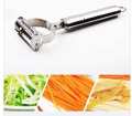 Julienne Peeler 2 in 1  Grater Cutter Slicer Double Planing Stainless Steel Serrated Blades Julie Julian Piller for Potato Carrot Cucumber Apple Melon Vegetables & Fruits Multi-functional Cooking Tool Gadget for Kitchen Accessories. 