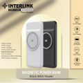 Interlink Magnetic Power Bank Magnetic Charger 10000mAh Battery Fast Charging Portable Charging LED Indicator Compact Design Smart Chip USB Output Wireless Charging. 