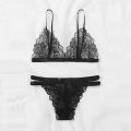 Womens Lingerie Women Lingerie Set High Waisted Underwire Lingerie with Garter Belt Lace Babydoll net bra set black. 
