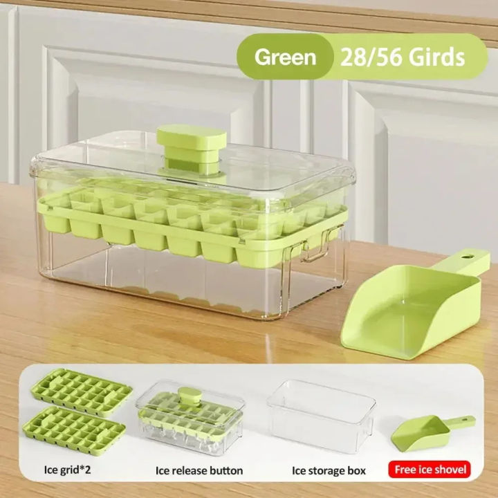 Press Type Ice Cube Mould with Lid Silicone Ice Cube Mold Square  Ice Cube Maker Tray Kitchen Accessories.