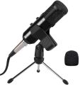 AGPTEK Microphone for PC with Mic Stand, 3.5 & USB Jack Gaming Mic Condenser Recording Microphone for Computer, PC ,Laptop, Podcasting, Streaming Singing YouTube Skype. 