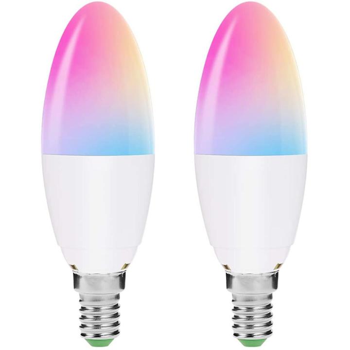 LOHAS LED E14 Smart Bulb, WiFi Candle Light Bulbs Colour Changing, Multi-Coloured RGB, RGBCW 2700K-6000K, Power 5W, Works with Alexa and Google Home, 2 Pack [Energy Class A+]