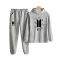 Grey Bts Signature All members Printed Winter Tracksuit Hoodie & Trouser For Women. 