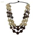 Multicolor Bohemian Necklace Wood Bead Necklace Choker Pendant Tribal Necklace Layered. 