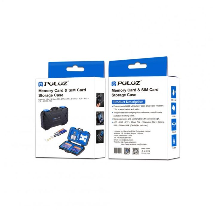 PULUZ Portable Waterproof and Drop-Proof TF-CF SD SIM Card Storage Box ...
