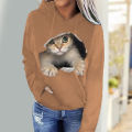 Women Hoodie Animal Pattern Warm Pure Color Sweatshirt. 