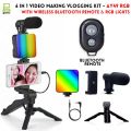RGB 6 in 1 Video Making Vlogging Kit Tripod For Smartphone & Camera Vlog Kit - Mini LED Video Light, Extendable Phone Clip, Tripod with Adjustable Brightness For Live Stream Vlog Video Shooting Video Conference Selfie. 