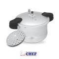 CHEF Sleek Handle Aluminum Pressure Cooker with Steam Roaster 1205 - 9 Liters [Life Time Blast Proof Warranty]. 