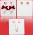 60 pcs Custom Print Jewellery Display Cards for Necklace Earrings Ear Studs Cardboard White Craft Hang Tag Card With Your  Logo Print. 