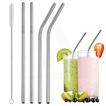 Best%20Quality%20Pack%20of%205%20-%204%20Bent%20Stainless%20Steel%20Reusable%20Drinking%20Straws%20With%20Cleaning%20Brush%20Metal%20Straws%20-%20Image%202