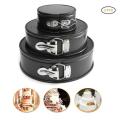 3 Pcs Set Round Shape Cake Pan Mould Teflon Non Stick Baking Can be Used in Microwave Oven Lockable Springform. 
