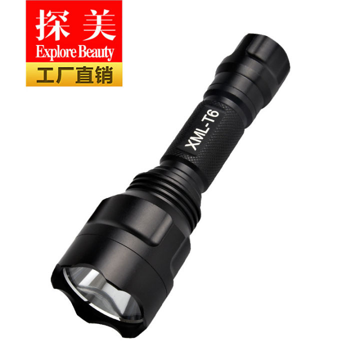 Aluminum alloy C8 strong light XML T6 rechargeable long range outdoor cycling flashlight
