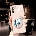 LECOMES for OPPO A16 Back Cover with Bowknot Makeup Mirror Luxury 6D Plating Shiny Phone Case Soft Silicone Square Mobile Cases Pouch for Girls Boys. 