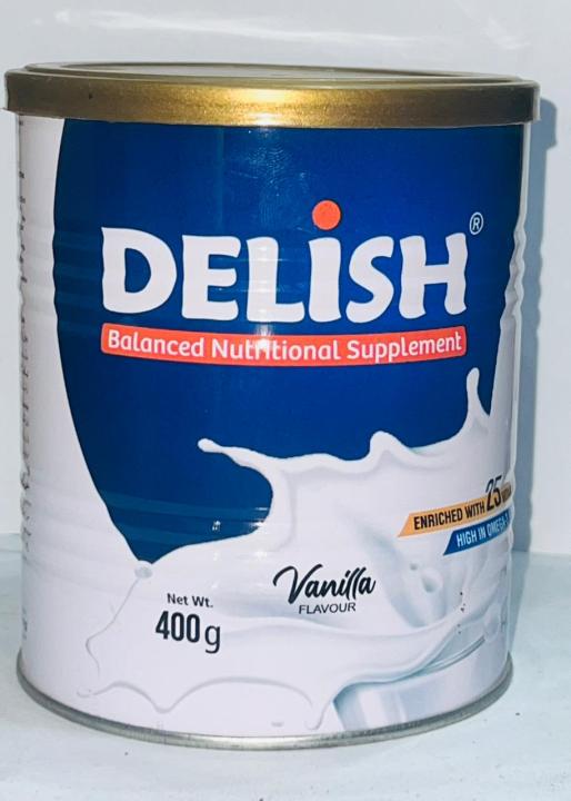 "Delish POWDER MILK Balanced Nutritional Supplement: Nourish Your Body, Delight Your Taste Buds"| VANILLA FLAVOR 400G