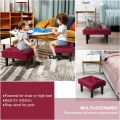 Footstool Ottoman, Rexine Fabric Footrest Ottoman with Wood Legs,Sofa Footrest Extra Seating for Living Room Small Step Stool for Living Room Couch Pets (Red) (Customize Colours Available). 