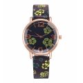 Women Vintage Leather Ladies Personalized Wristwatches Printing Ladies Quartz Watch Ladies 效邪褋褘 袞械薪褋泻懈械. 