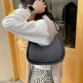 { BAGOO } Fashion Nylon Half Moon Crescent Handbag Pure Zipper Portable Shoulder Tote Bag. 