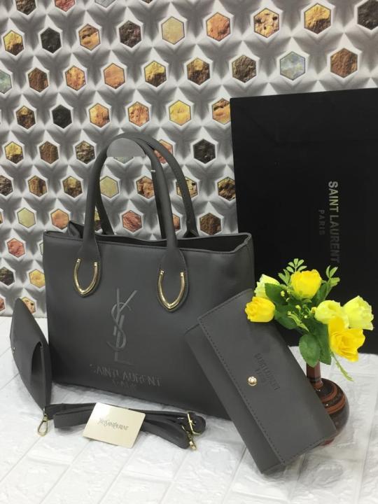 Fancy Leather Hand Bag For Women 3 Pices Set-SAINTLAURENT