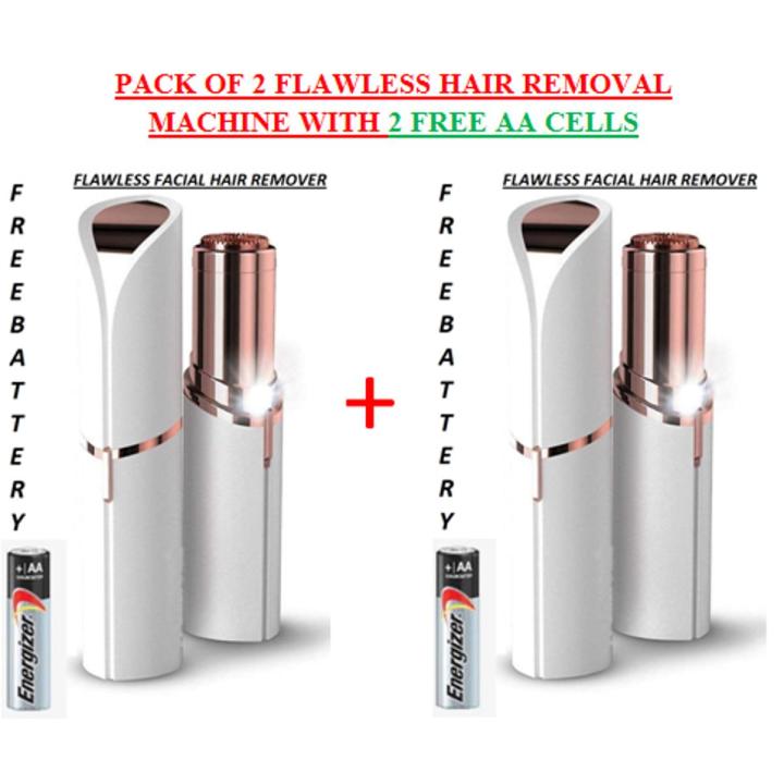 Pack of 2 Flawless hair removal machine CELL facial hair remover hair eraser for women painless skin appliance for smooth glowing face/body original hair removal machine FREE 2 AA SIZE Cells