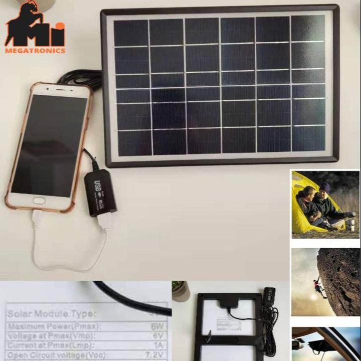 6W 6V Solar panel regulated 5V USB phone Battery Charger waterproof hiking