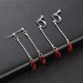 Fashion Kurapika Kurta Cosplay Earrings Charm Red Crystal Anime Hunter X Hunter Clip Earrings for Women Jewelry. 