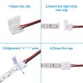 XHHDQES 48Pcs 8mm 2 Pin LED Strip Light Connector for 8 mm Wide Flexible SMD 3528 2835 Single Color LED Strip Lights Solderless. 