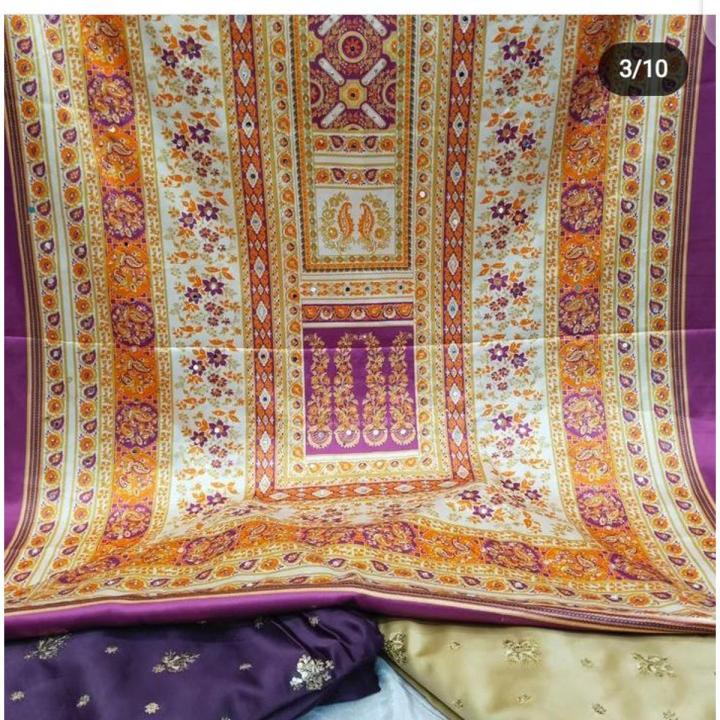 Silk Embroidery Shirt and Silk Digital Printed Dupatta 2 Pieces Suit For Women