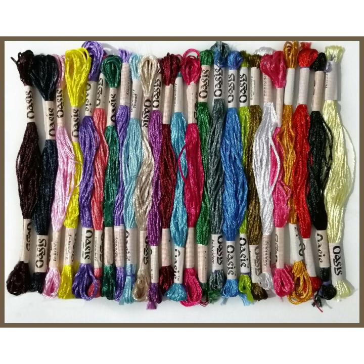 20 best Shiny OASIS Metallic Solid Hand Embroidery Thread Skeins Vibrant colors