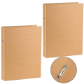 2Pcs A5 Refillable Ring Binder, A5 Kraft Paper Binder Tray with 2 Rings to Add Loose Sheets. 