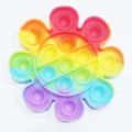 Push Pop Bubble Fidget Spinner Pop It Silicone Toy - 5 inches - Rainbow Flower. 
