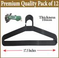 Hangers for Clothes Heavy Duty Large Full Big Size Normal Medium Top Premium Quality Durable Coat Hangers Lightweight for Childs Woman Man Children Boys Girls baby Clothes Black Color Plastic Hangers l Space Saving Laundry Cupboard Pack of 12 Nashwa. 