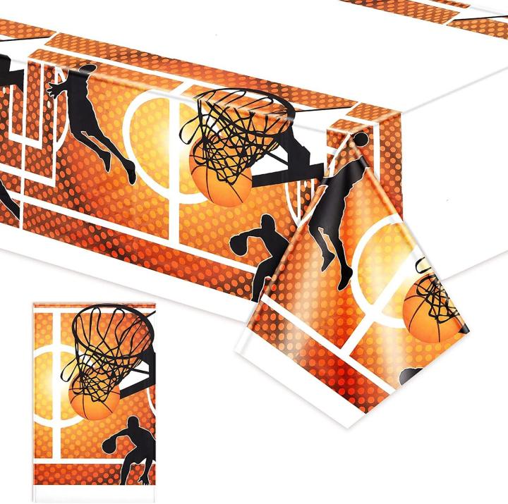 【ZOSR】Basketball Table Cloth Plastic Table Cover sport Party Disposable Tablecloth NBA Theme Party Decor for Kids and Adults Birthday Party Decorations Supplies