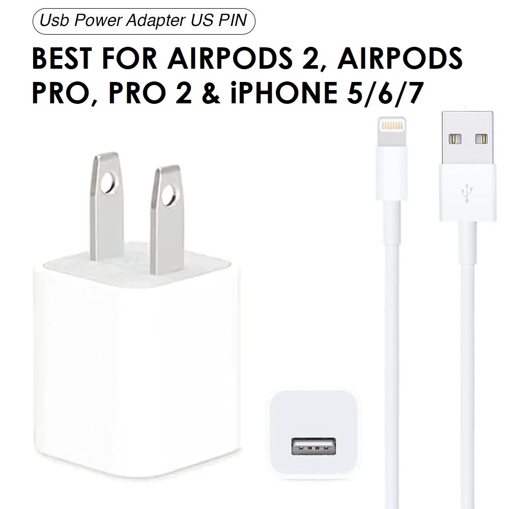 EZone 5W Charging Adapter and Cable for AirPods and iPhone