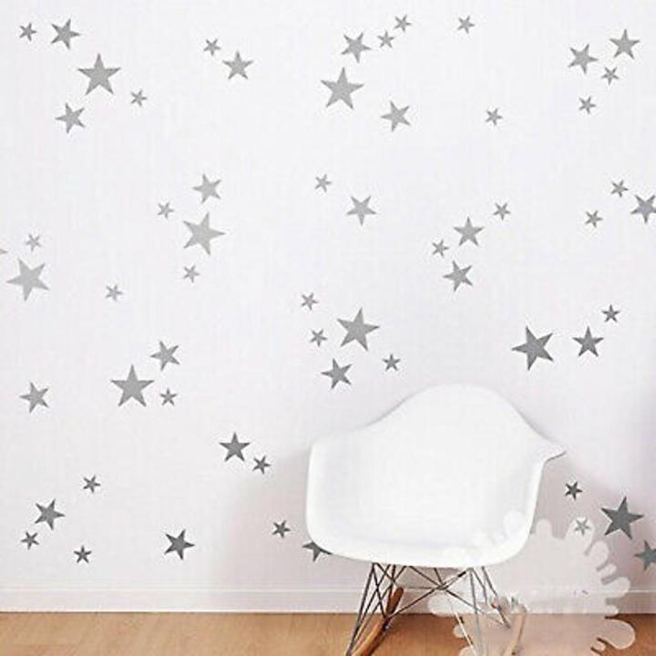Pack of 100 Stars Stickers Pvc Silver Shiny colour Wall Stickers for kids bedroom wall decoration