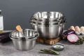 Unique Stainless steel bowls in 3 sizes small 20cm, medium 22cm, large 26cm. 