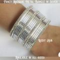 Fancy Antique Metal Bangle In Gold & Silver  And Single Line Diamond Bangle 24 Pieces For Girls With Extra Shinning All Sizes available ( Do, Sawa and Dhai ). 