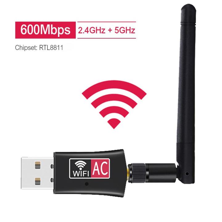 Wireless Wifi Adapter USB AC600 RTL8811CU Dual Band 600Mbps 2.4GHz-5GHz Antenna PC/Tablet Network Card Receiver 802.11b/n/g/ac