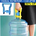 (Pack of 2) Manual Water Pump For 19 Liter Cans Large + Water Bottle Handle Lifter 19 Liter - 19 ltrs Water Bottle Handle Lifter - Easy Lifting For 19 Liter Water Bottle - Flat Water bottle Holder handle + Manual Water Pump For 19 Liter Cans Large. 