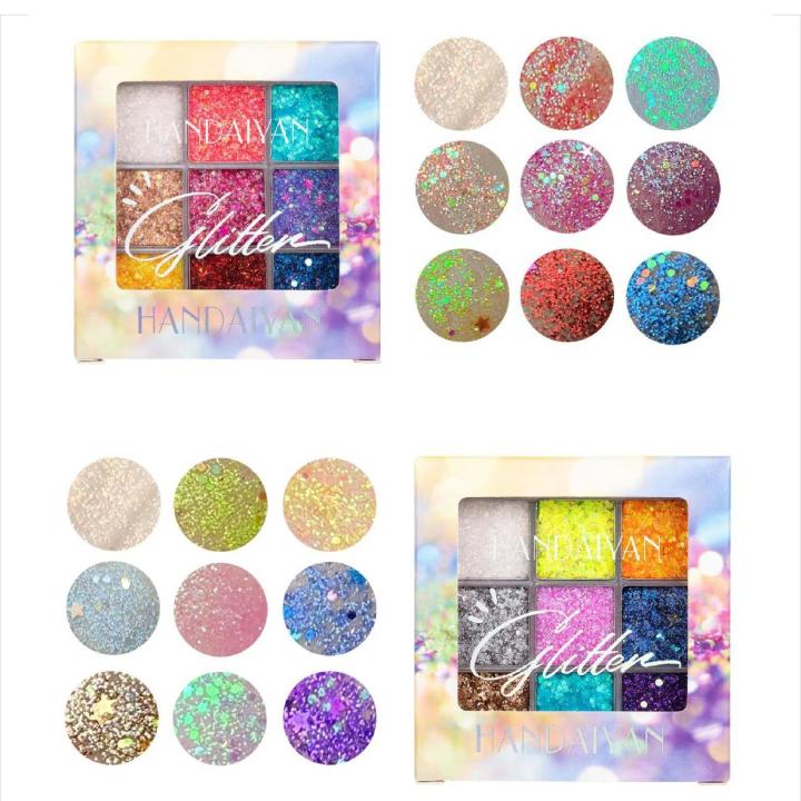 Sparkling Glitter Eyeshadow Palette Waterproof Big Sequins Shimmer Eyeshadow Gel Shiny Metallic Eyes Pigments Festival Makeup