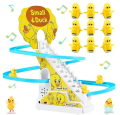 Small Duck Climbing Stairs Toy with LED Flashing Lights - Fun Roller Coaster Toy for Toddlers and Kids. 