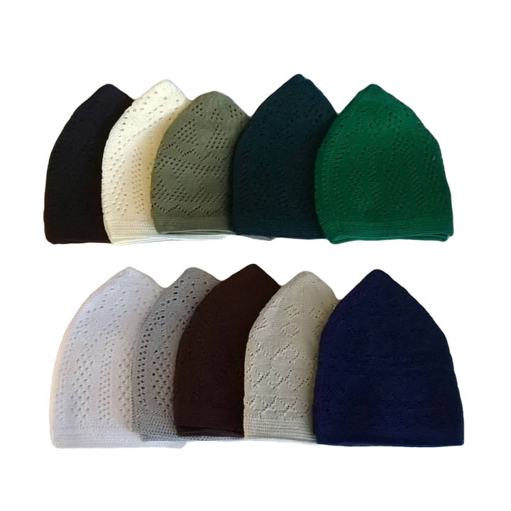1 DOZEN MACHINE KNIT OPEN-WORK TURKISH KUFI TOPI