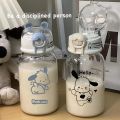 400ML Sanrio Hello Kitty Water Bottle Transparent Straw Water Bottle Diy Anime Kuromi Cinnamoroll Plastic Cups Thing Gift. 
