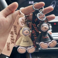 Personality hooded sweatshirt bear doll keychain cartoon cute car keychain creative gift wholesale keyring. 