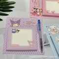 New cartoon Sanrio sticky note set, cute with pen, sticky note paper, small notebook, note-taking stick-in, student message sticker. 