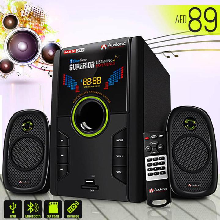 Max 350 Woofer 2.1 Channel Woofer Speaker Extra Bass Bluetooth Speaker System Remote Control Aux Supported