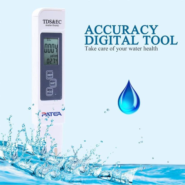 3 IN 1 Digital Portable Pen Water Quality Tester TDS & EC Temperature (Meter Hold) Conductivity Water Filter Purity Pen Digital Portable Filter Tool TDS Range 0-9990ppm (With Battery)