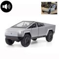 Tesla Cyber Truck Die cast Model Toy Car For Kids - Front Door and trunk Openable - Lights and Music - 5 inches - 1:36 Scale - Grey. 