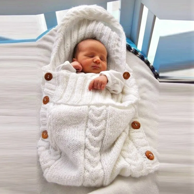 Newborn Infant Baby Blanket Knit Crochet Winter Warm Swaddle Wrap Sleeping Bags Daraz.pk